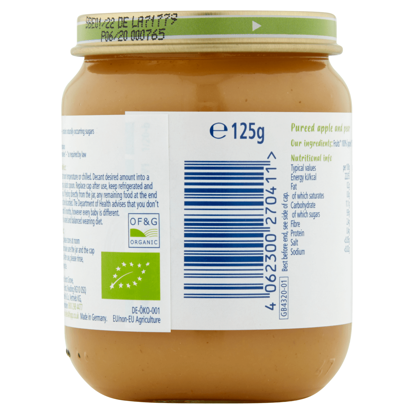 HiPP Organic Apple and Pear Baby Food Jar 4+ Months 125g - UK Food & Drink - 4062300270411