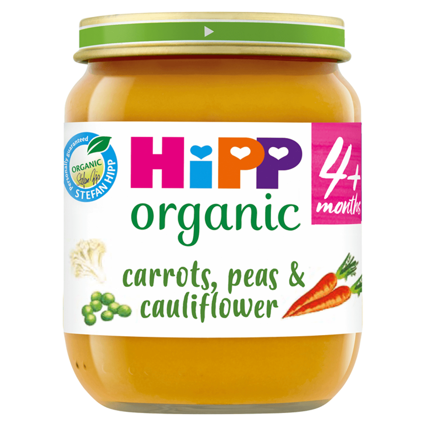 HiPP Organic Carrots, Peas & Cauliflower Baby Food Jar 4+ Months 125g - UK Food & Drink - 4062300203419