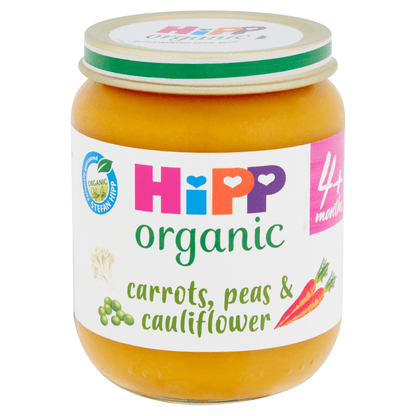 HiPP Organic Carrots, Peas & Cauliflower Baby Food Jar 4+ Months 125g - UK Food & Drink - 4062300203419