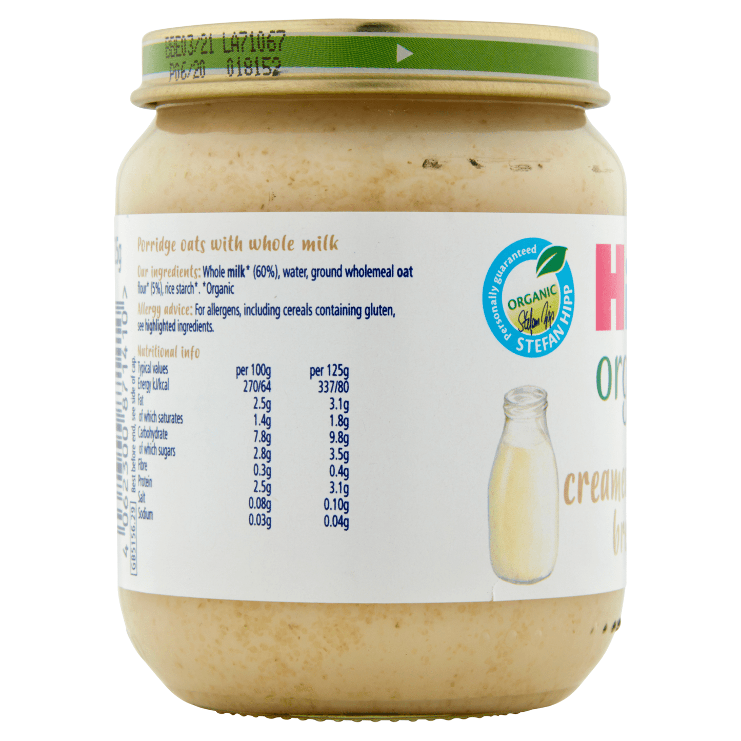 HiPP Organic Creamed Porridge Breakfast Baby Food Jar 6+ Months 125g - UK Food & Drink - 4062300871410