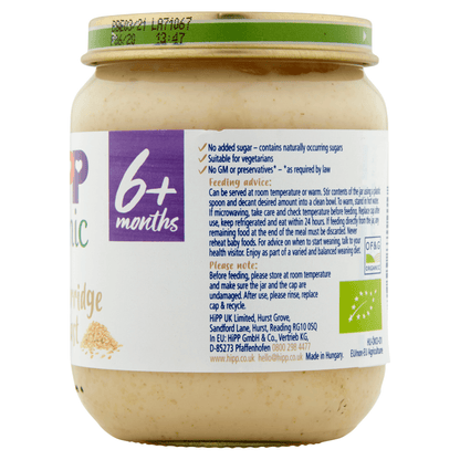 HiPP Organic Creamed Porridge Breakfast Baby Food Jar 6+ Months 125g - UK Food & Drink - 4062300871410
