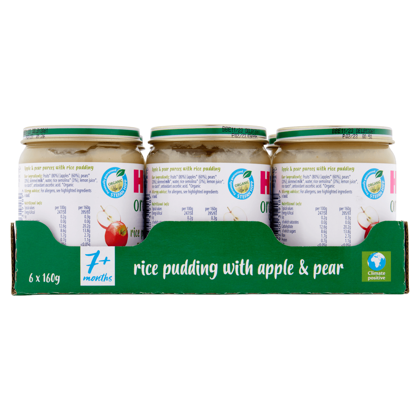 HiPP Organic Rice Pudding with Apple & Pear 7+ Months 160g - UK Food & Drink - 4062300319189