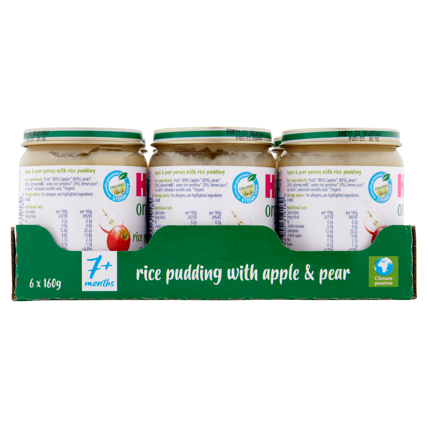 HiPP Organic Rice Pudding with Apple & Pear 7+ Months 160g - UK Food & Drink - 4062300319189