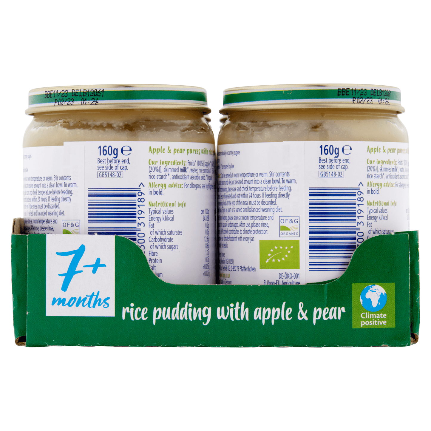 HiPP Organic Rice Pudding with Apple & Pear 7+ Months 160g - UK Food & Drink - 4062300319189