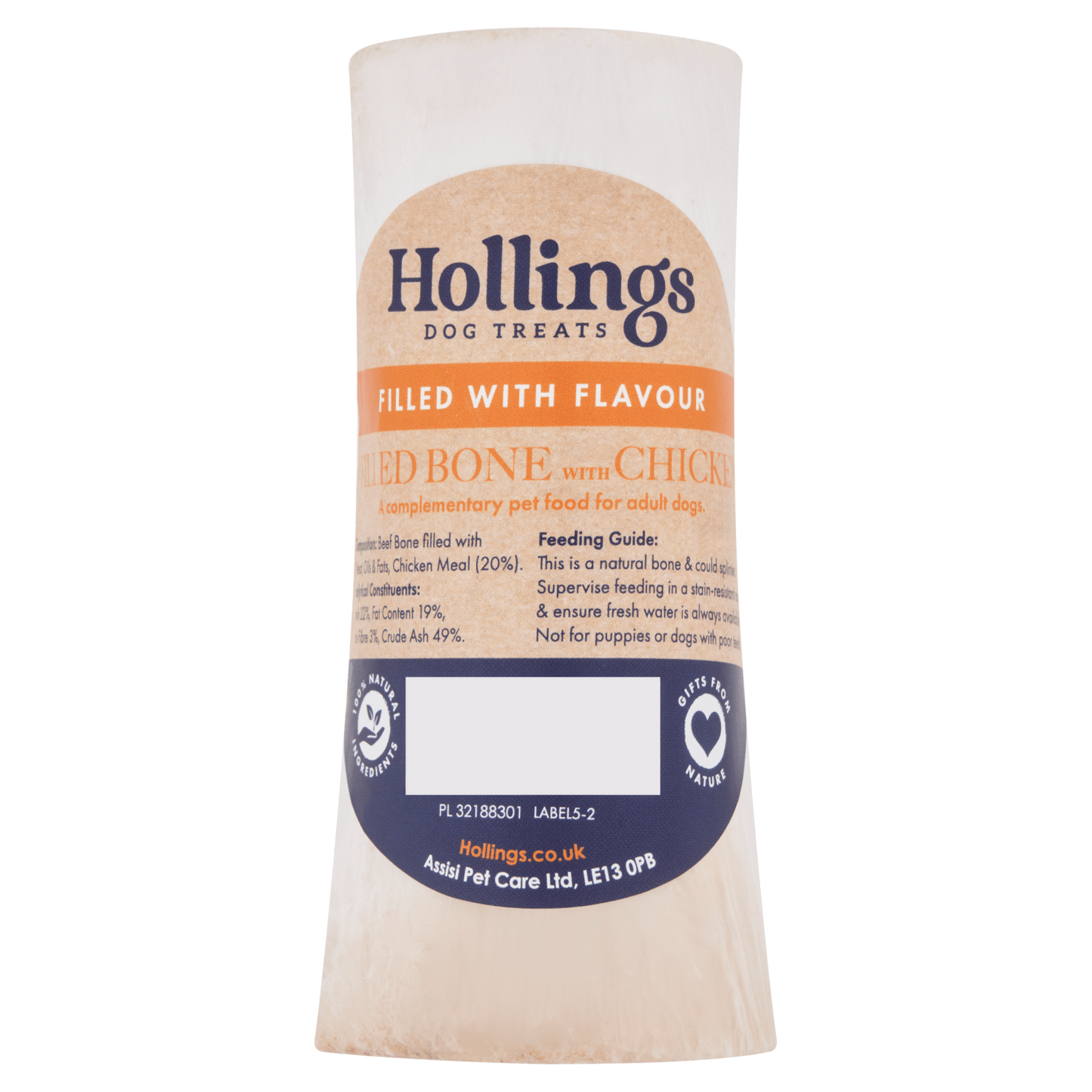 Hollings Dog Treats Filled Bone with Chicken - UK Food & Drink - 5018253110747