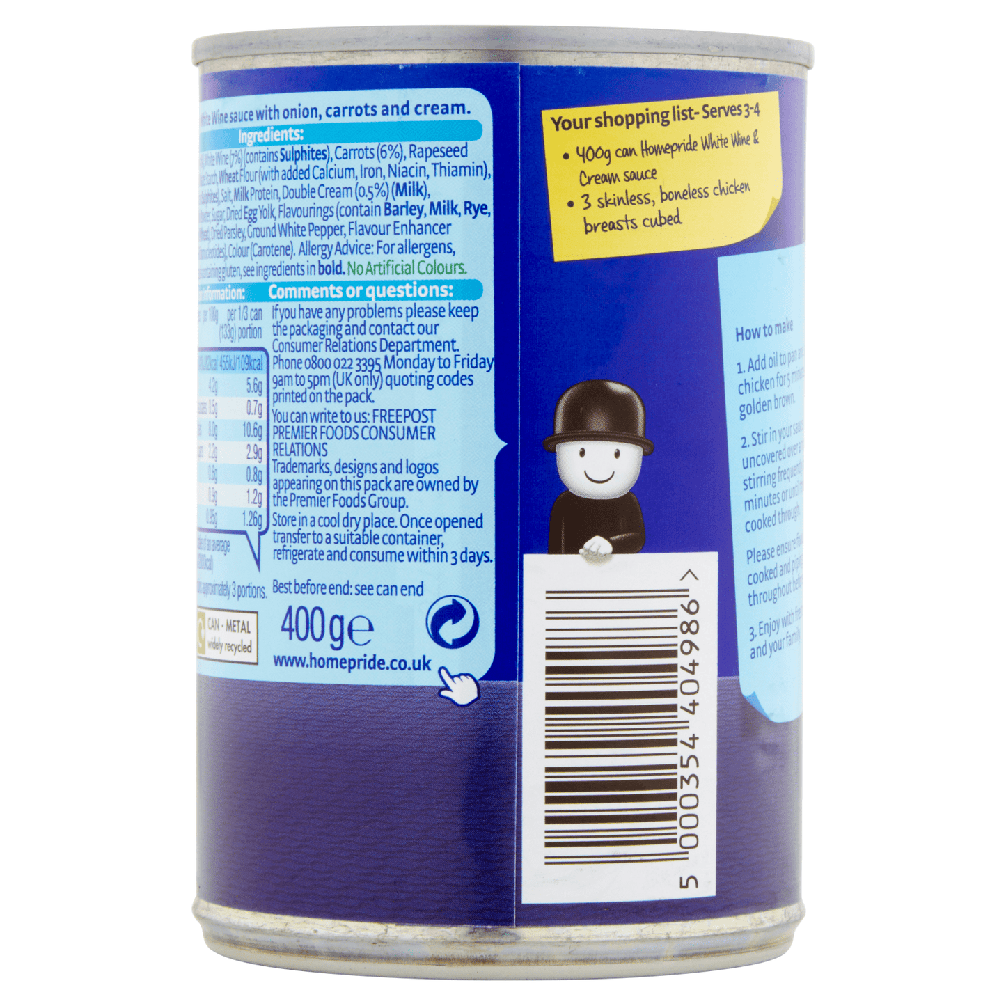 Homepride White Wine & Cream Cooking Sauce 400g - UK Food & Drink - 5000354404986