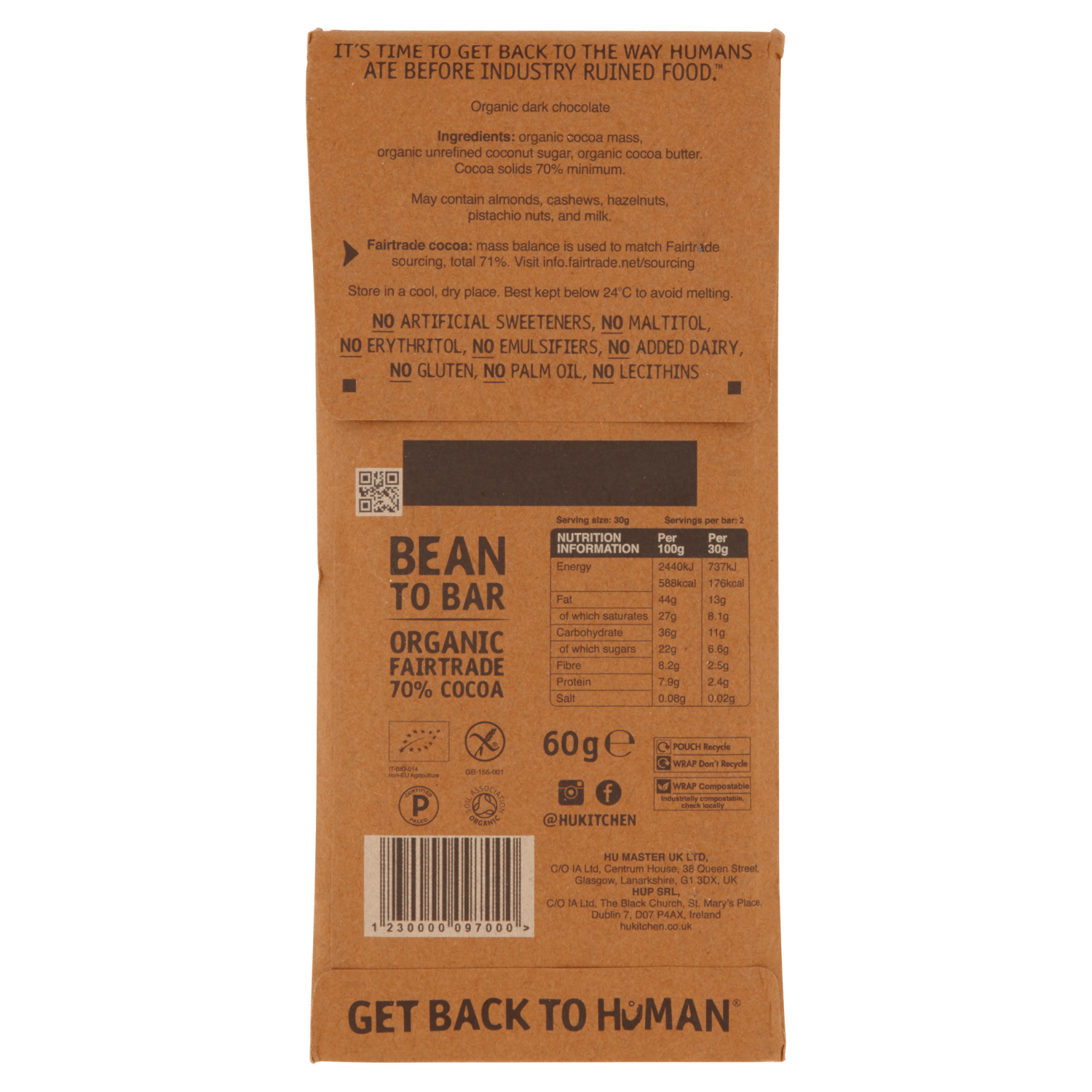 Hu Simple Dark Chocolate 60g - UK Food & Drink - 1230000097000