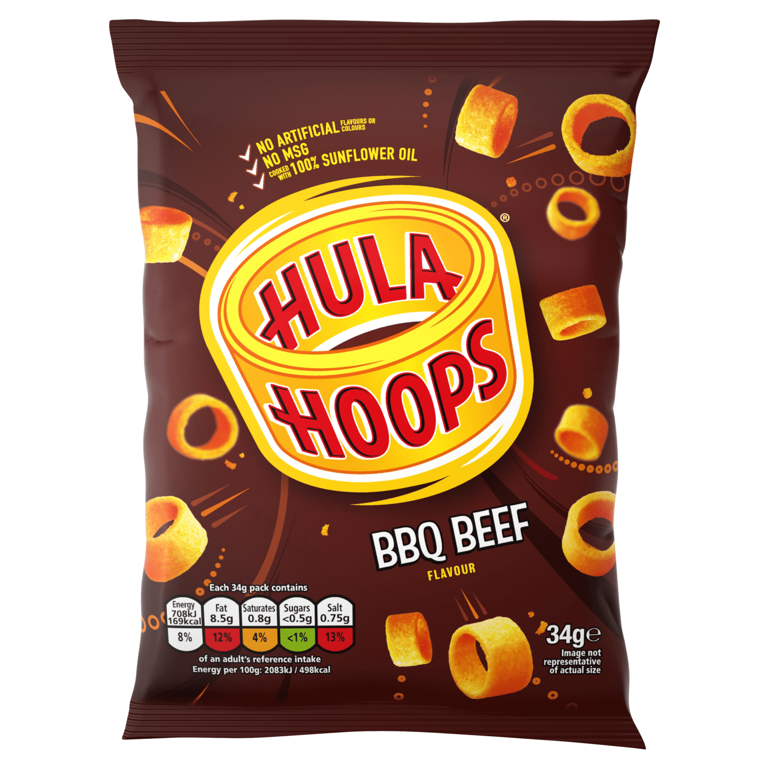 Hula Hoops BBQ Beef Crisps 34g - UK Food & Drink - 5000237060971