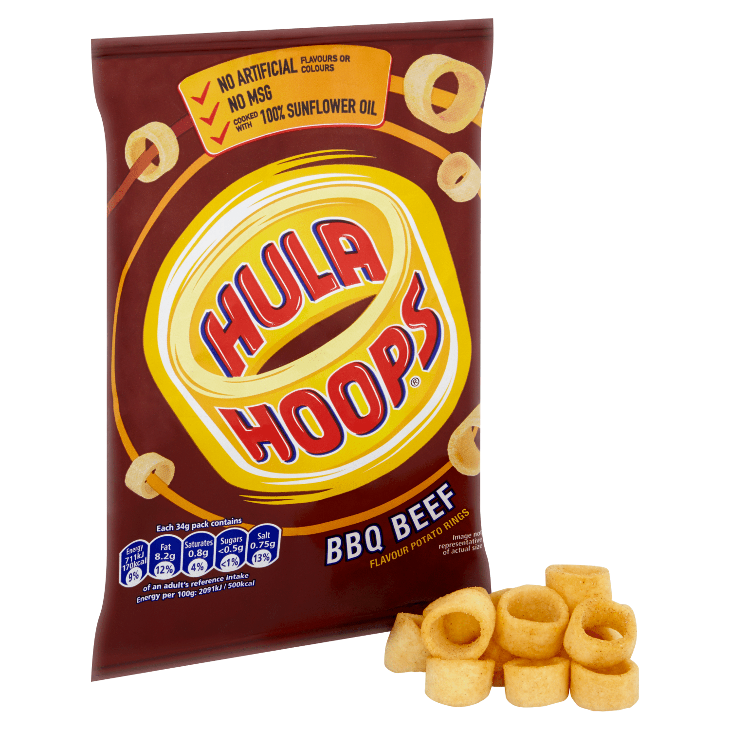 Hula Hoops BBQ Beef Crisps 34g - UK Food & Drink - 5000237060971