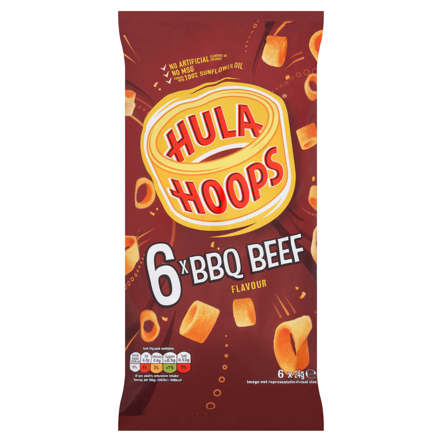 Hula Hoops BBQ Beef Flavour 6 x 24g - UK Food & Drink - 5000237117460