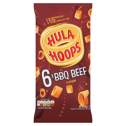 Hula Hoops BBQ Beef Flavour 6 x 24g - UK Food & Drink - 5000237117460