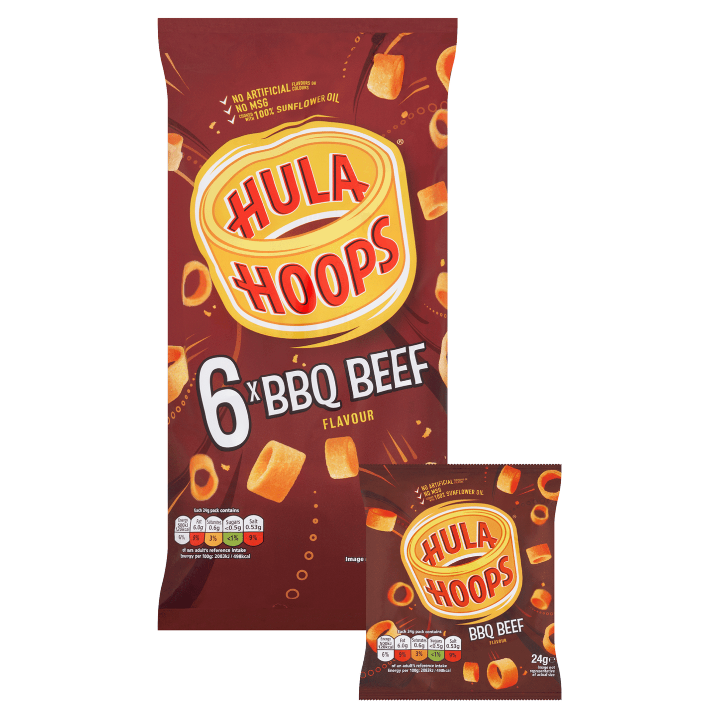 Hula Hoops BBQ Beef Flavour 6 x 24g - UK Food & Drink - 5000237117460