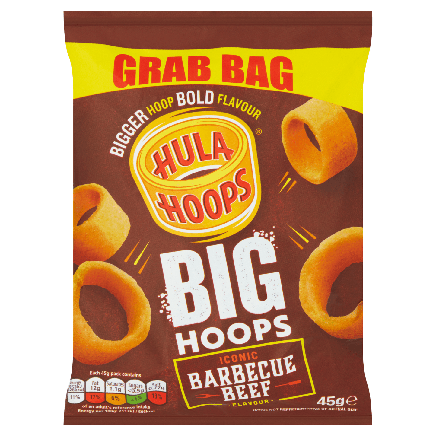 Hula Hoops Big Hoops Iconic Barbecue Beef Flavour 45g - UK Food & Drink - 5000237138328