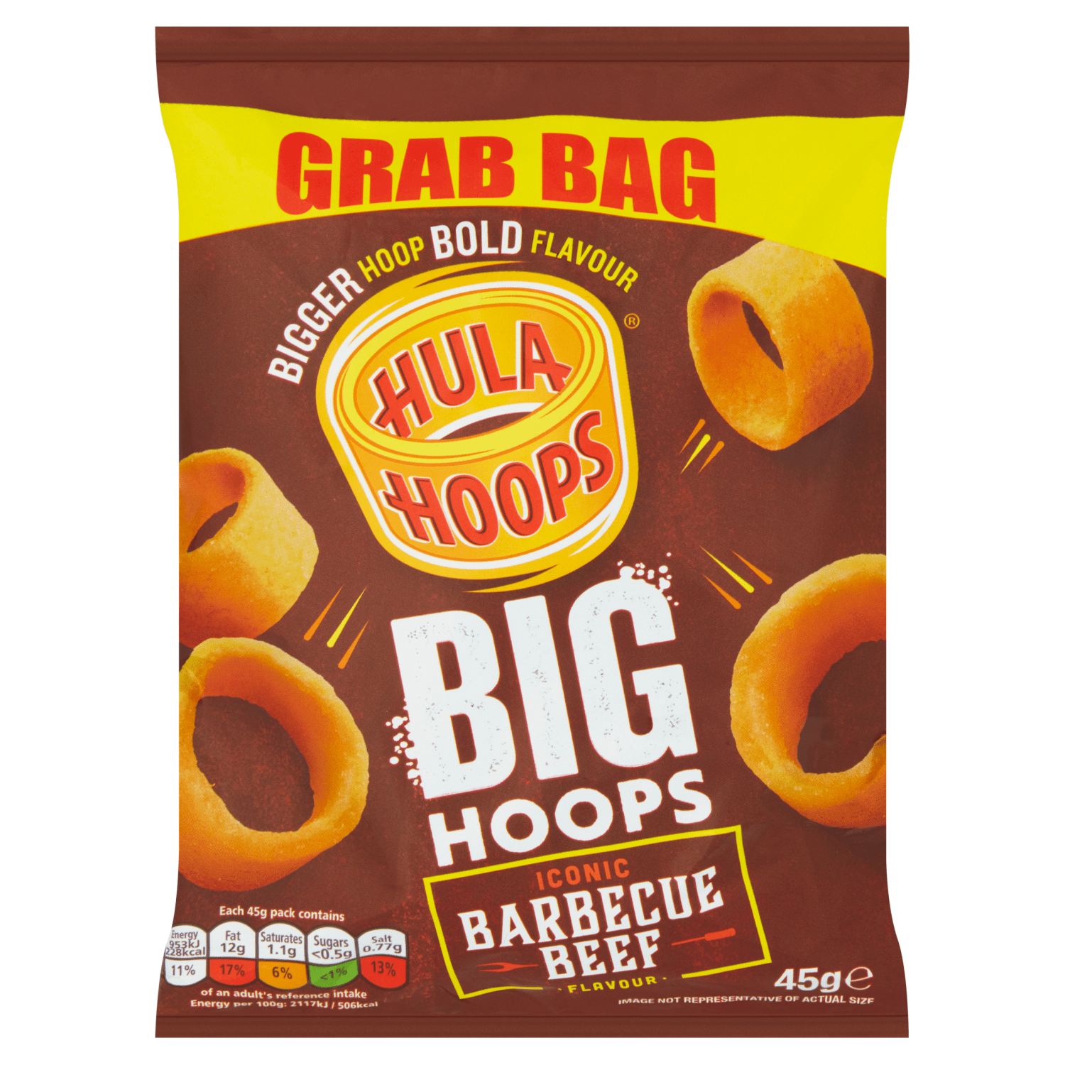 Hula Hoops Big Hoops Iconic Barbecue Beef Flavour 45g - UK Food & Drink - 5000237138328