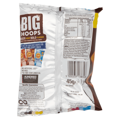Hula Hoops Big Hoops Iconic Barbecue Beef Flavour 45g - UK Food & Drink - 5000237138328