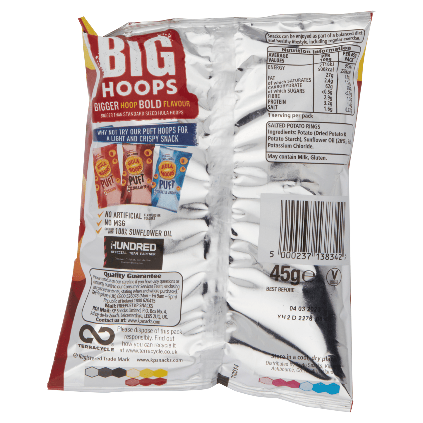 Hula Hoops Big Hoops Irresistibly Salted 45g - UK Food & Drink - 5000237138342