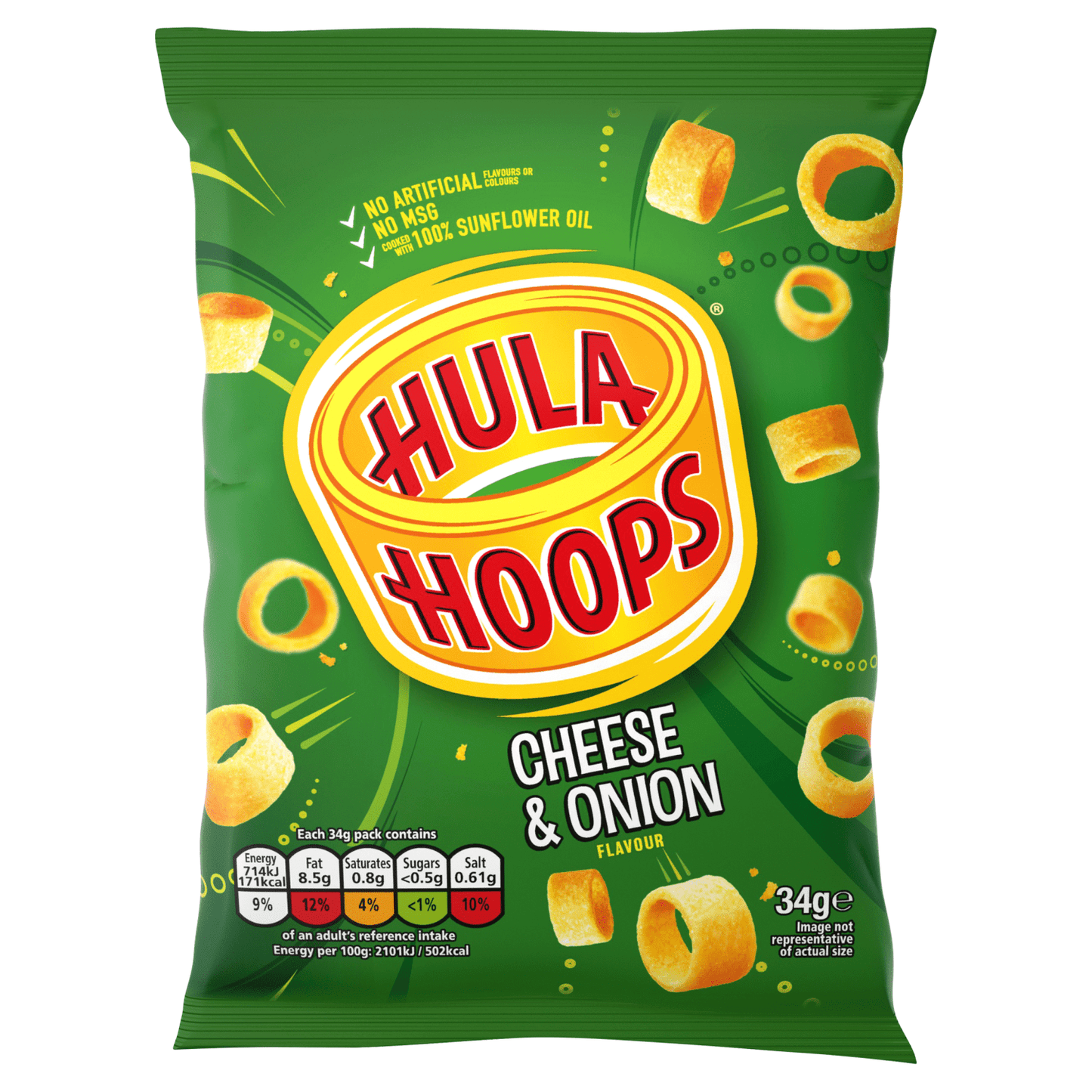 Hula Hoops Cheese & Onion Crisps 34g - UK Food & Drink - 5000237081785