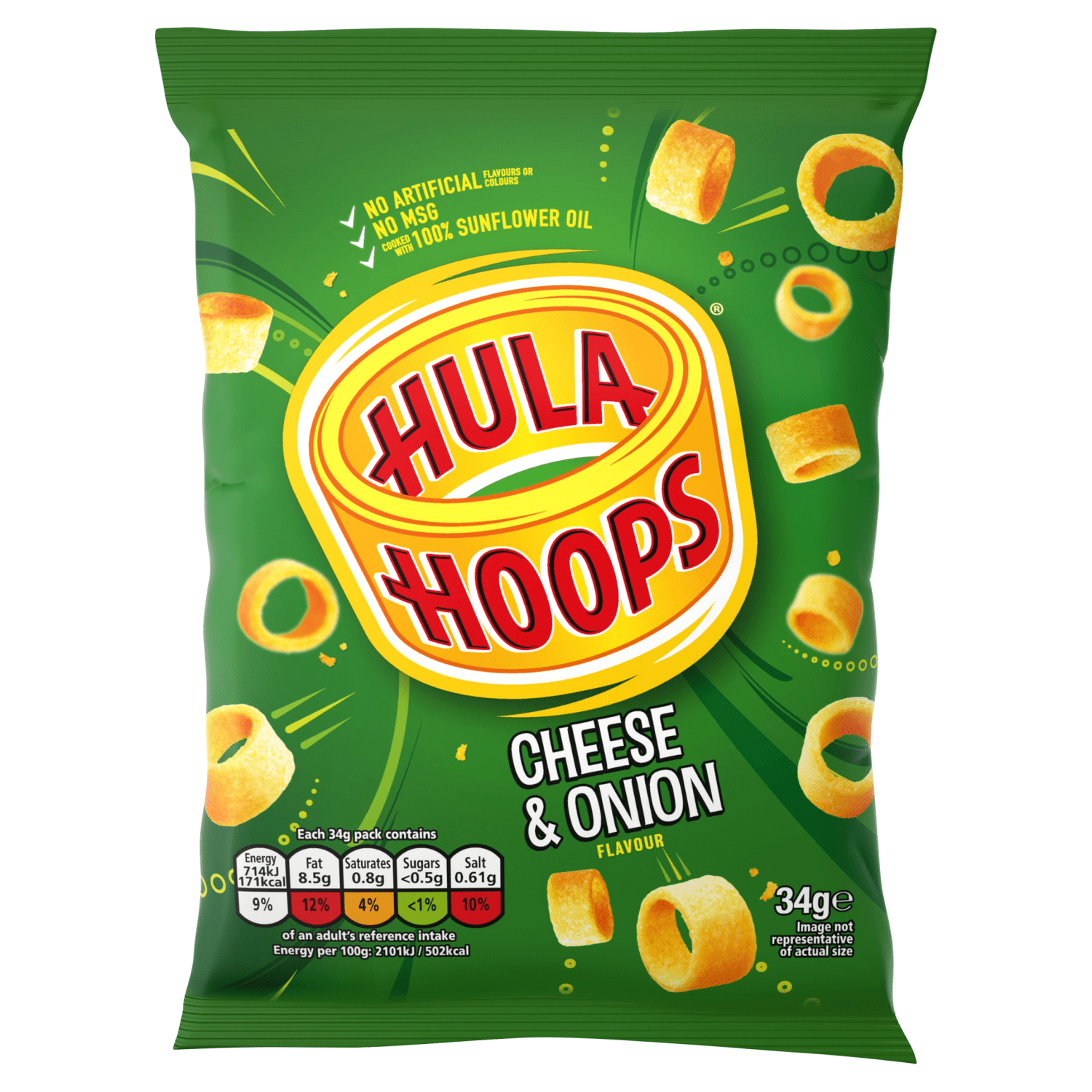 Hula Hoops Cheese & Onion Crisps 34g - UK Food & Drink - 5000237081785