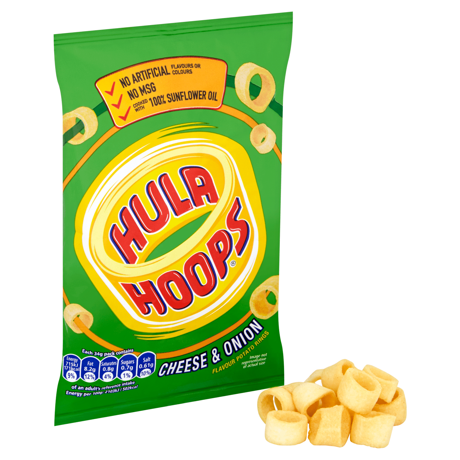 Hula Hoops Cheese & Onion Crisps 34g - UK Food & Drink - 5000237081785