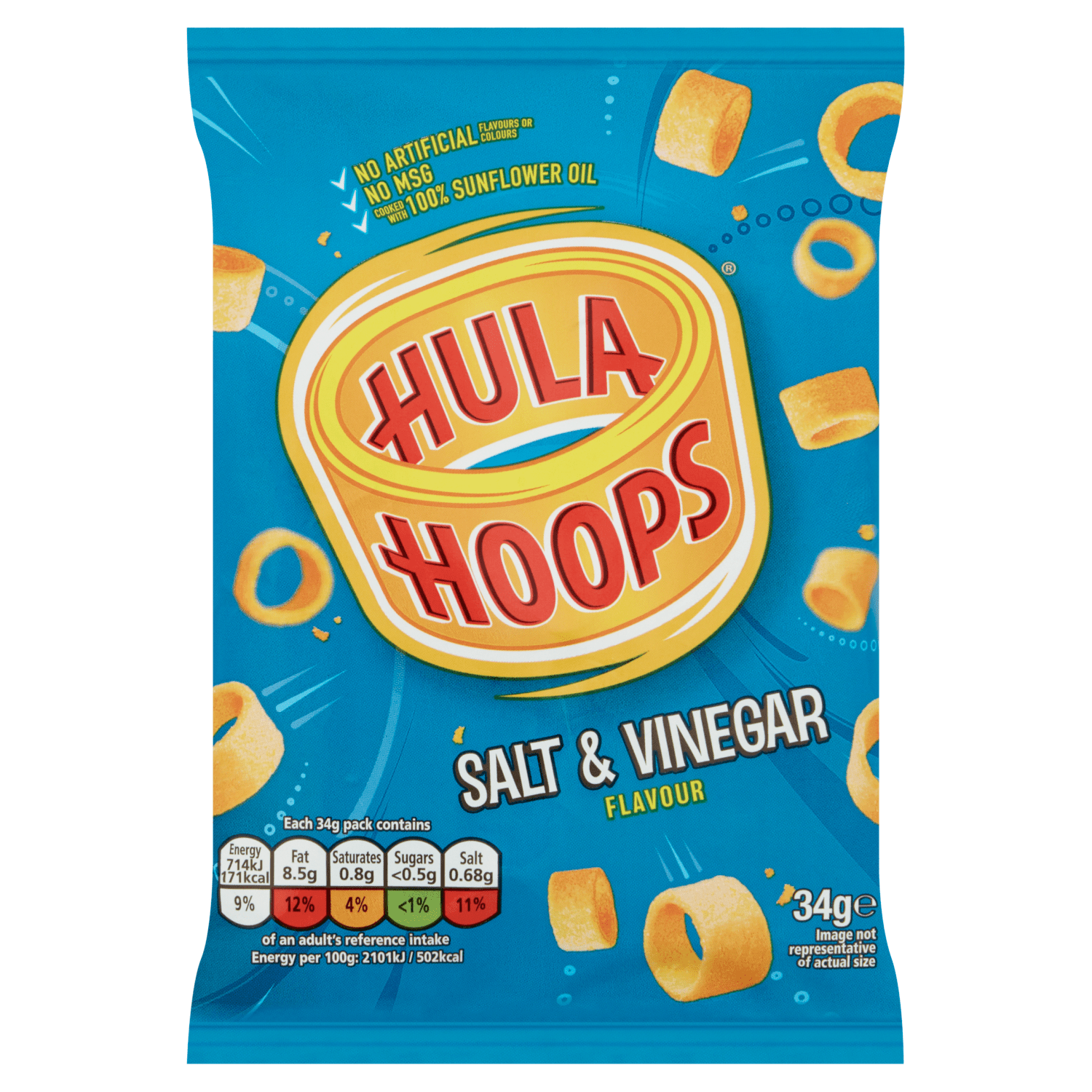 Hula Hoops Salt & Vinegar Crisps 34g - UK Food & Drink - 5000237060988