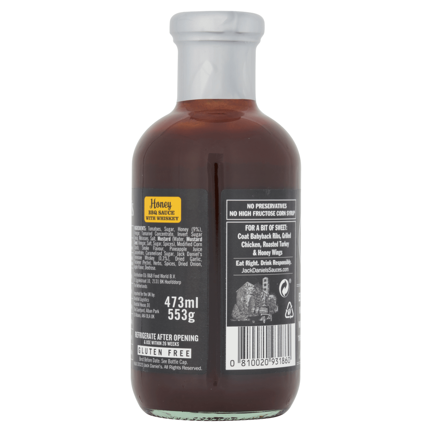 Jack Daniel's Honey BBQ Sauce 553g - UK Food & Drink - 810020931860