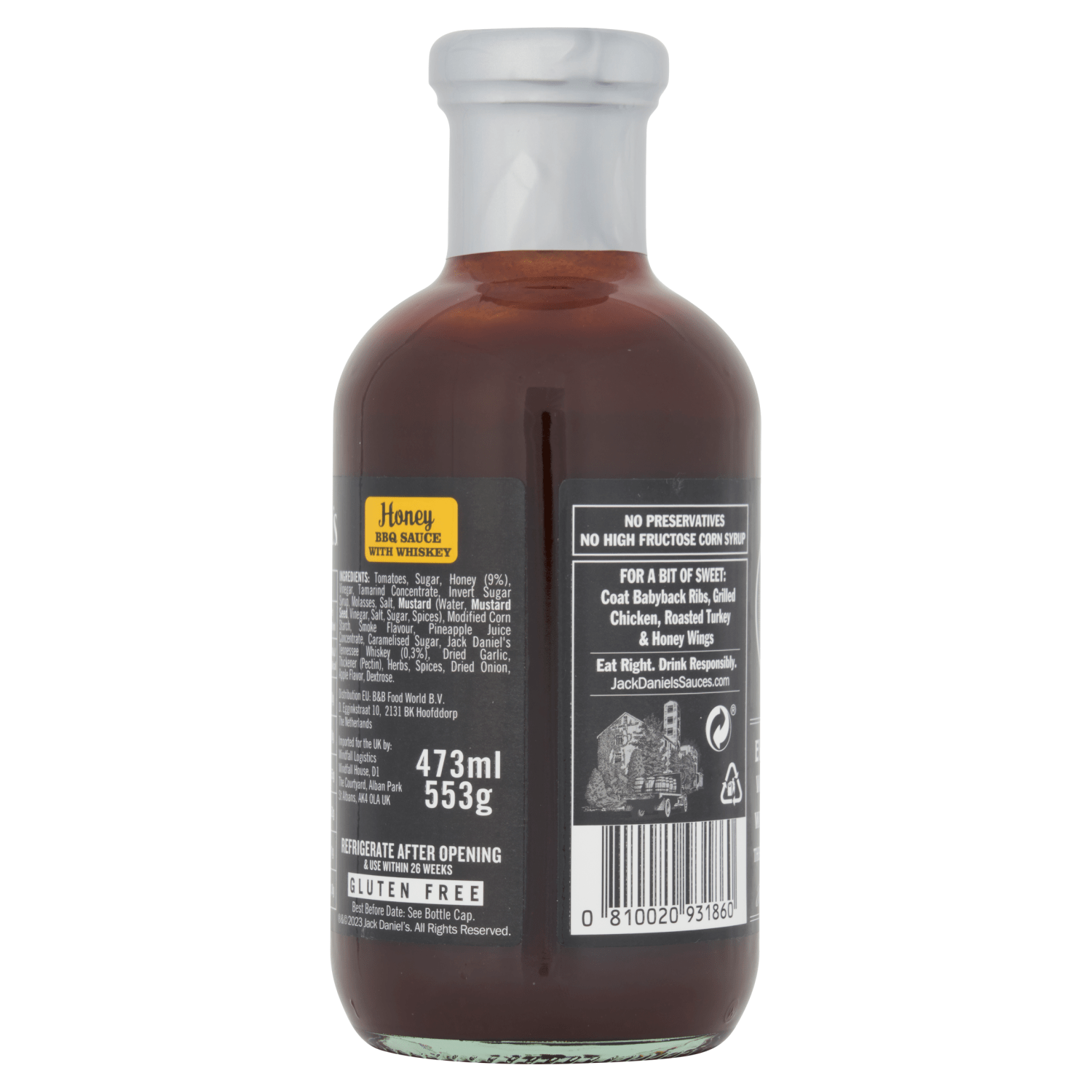 Jack Daniel's Honey BBQ Sauce 553g - UK Food & Drink - 810020931860