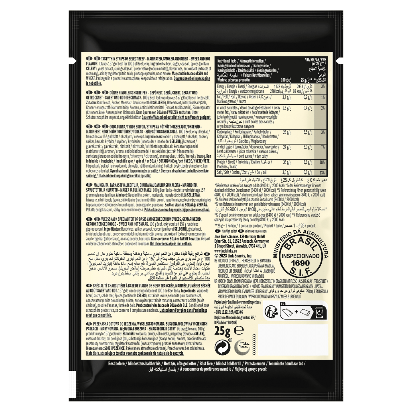 Jack Link's Beef Jerky Sweet & Hot 25g - UK Food & Drink - 4251097402918