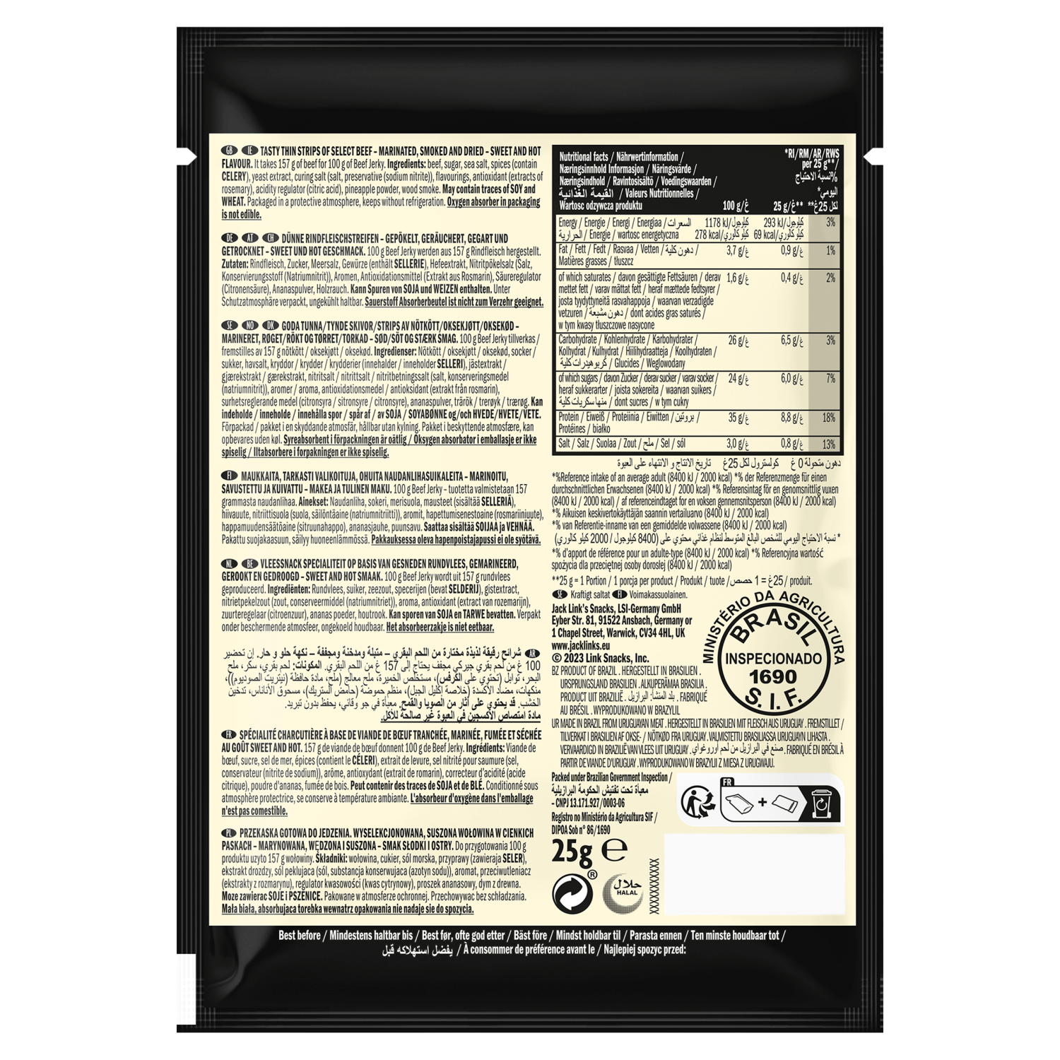 Jack Link's Beef Jerky Sweet & Hot 25g - UK Food & Drink - 4251097402918