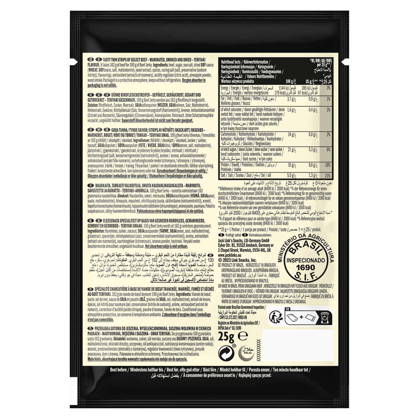 Jack Link's Beef Jerky Teriyaki 25g - UK Food & Drink - 4251097402970