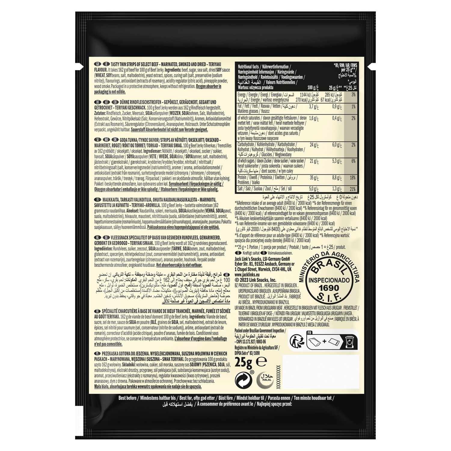 Jack Link's Beef Jerky Teriyaki 25g - UK Food & Drink - 4251097402970