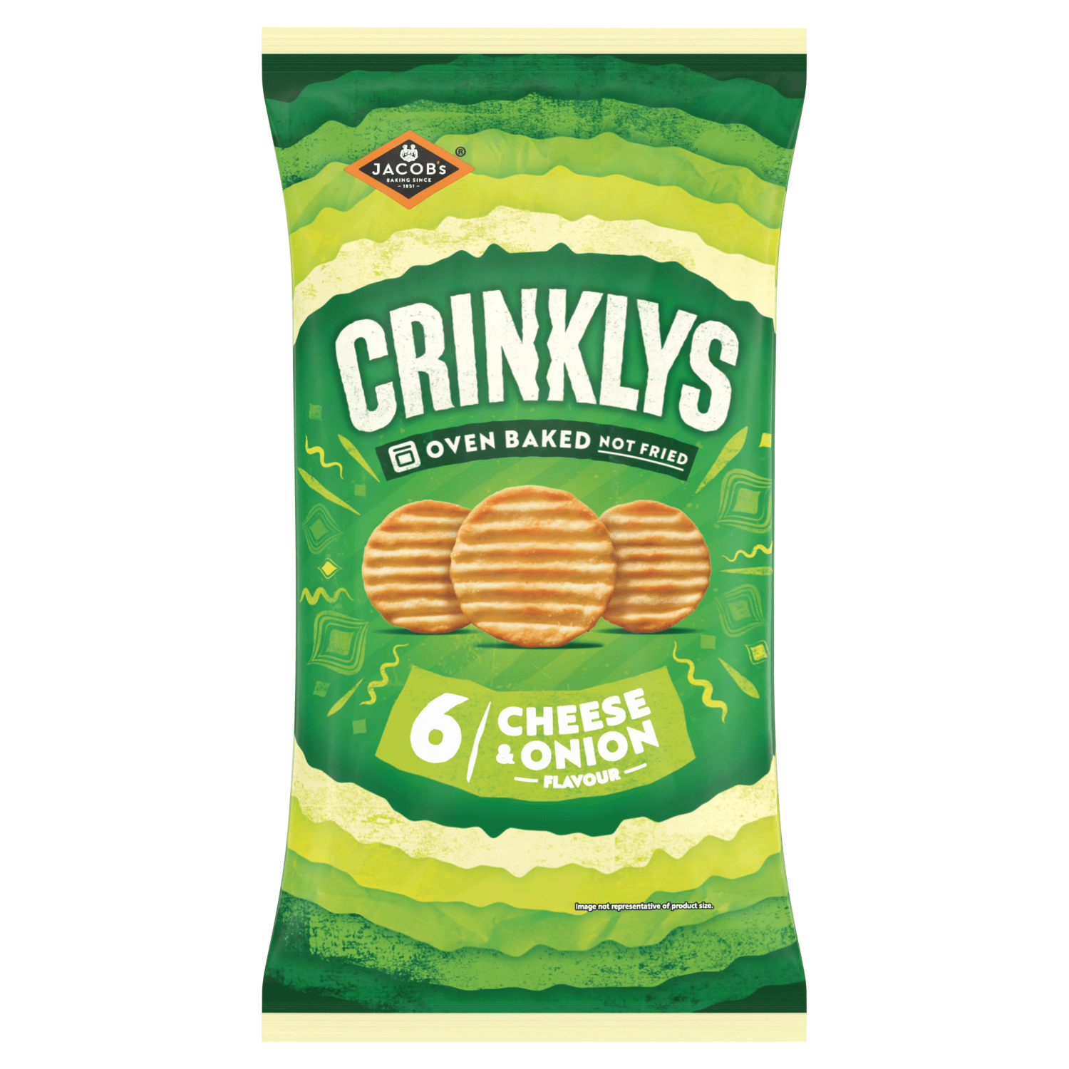 Jacob's 6 Crinklys Cheese & Onion Flavour 138g - UK Food & Drink - 5000168035529