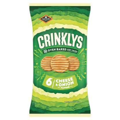 Jacob's 6 Crinklys Cheese & Onion Flavour 138g - UK Food & Drink - 5000168035529