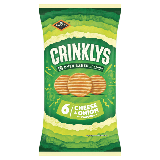 Jacob's 6 Crinklys Cheese & Onion Flavour 138g - UK Food & Drink - 5000168035529