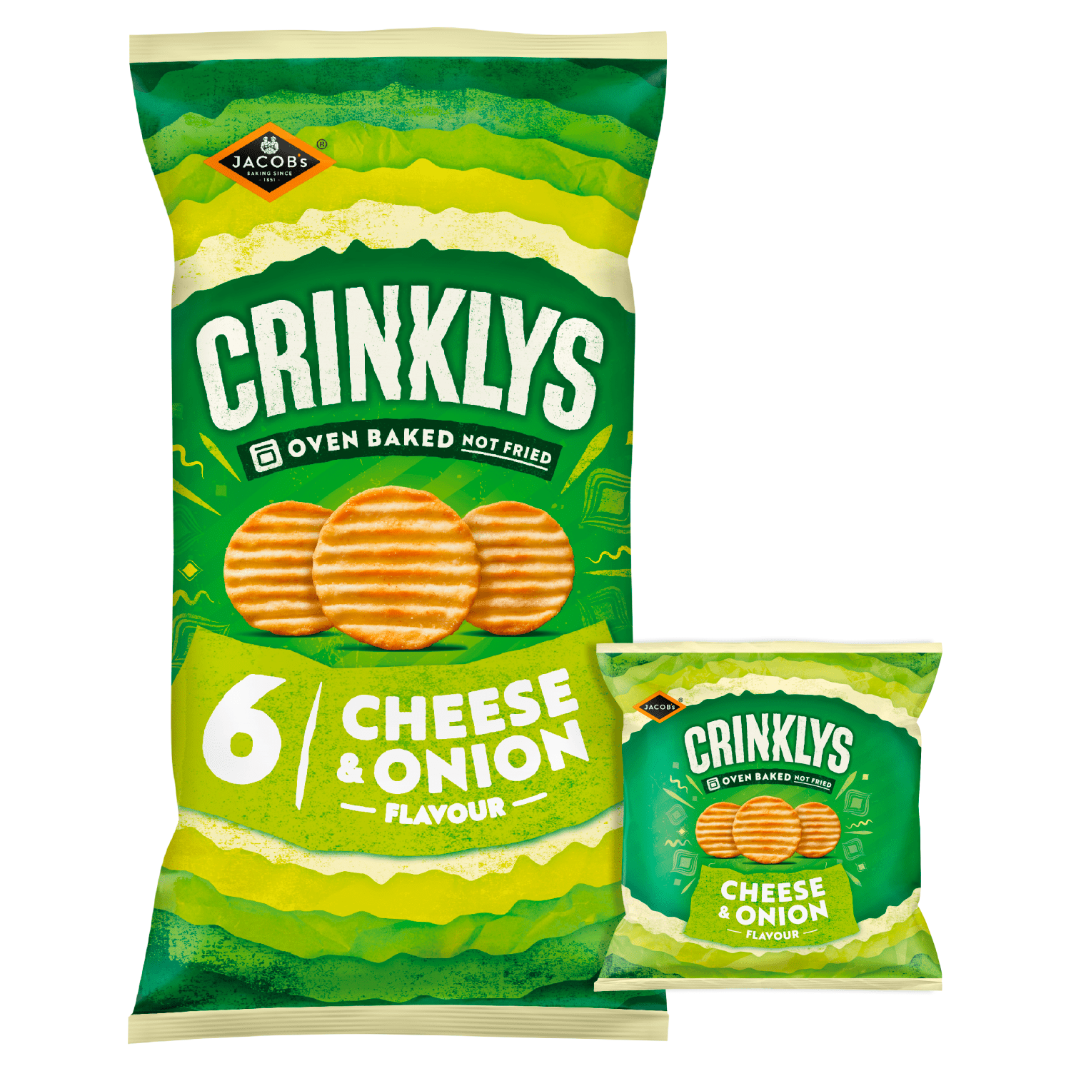 Jacob's 6 Crinklys Cheese & Onion Flavour 138g - UK Food & Drink - 5000168035529