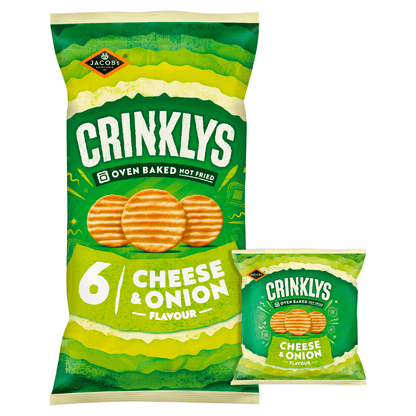 Jacob's 6 Crinklys Cheese & Onion Flavour 138g - UK Food & Drink - 5000168035529