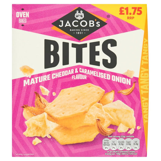 Jacobs Bites Mature Cheddar & Onion Pm 1.75 125G - UK Food & Drink - 5000168005539