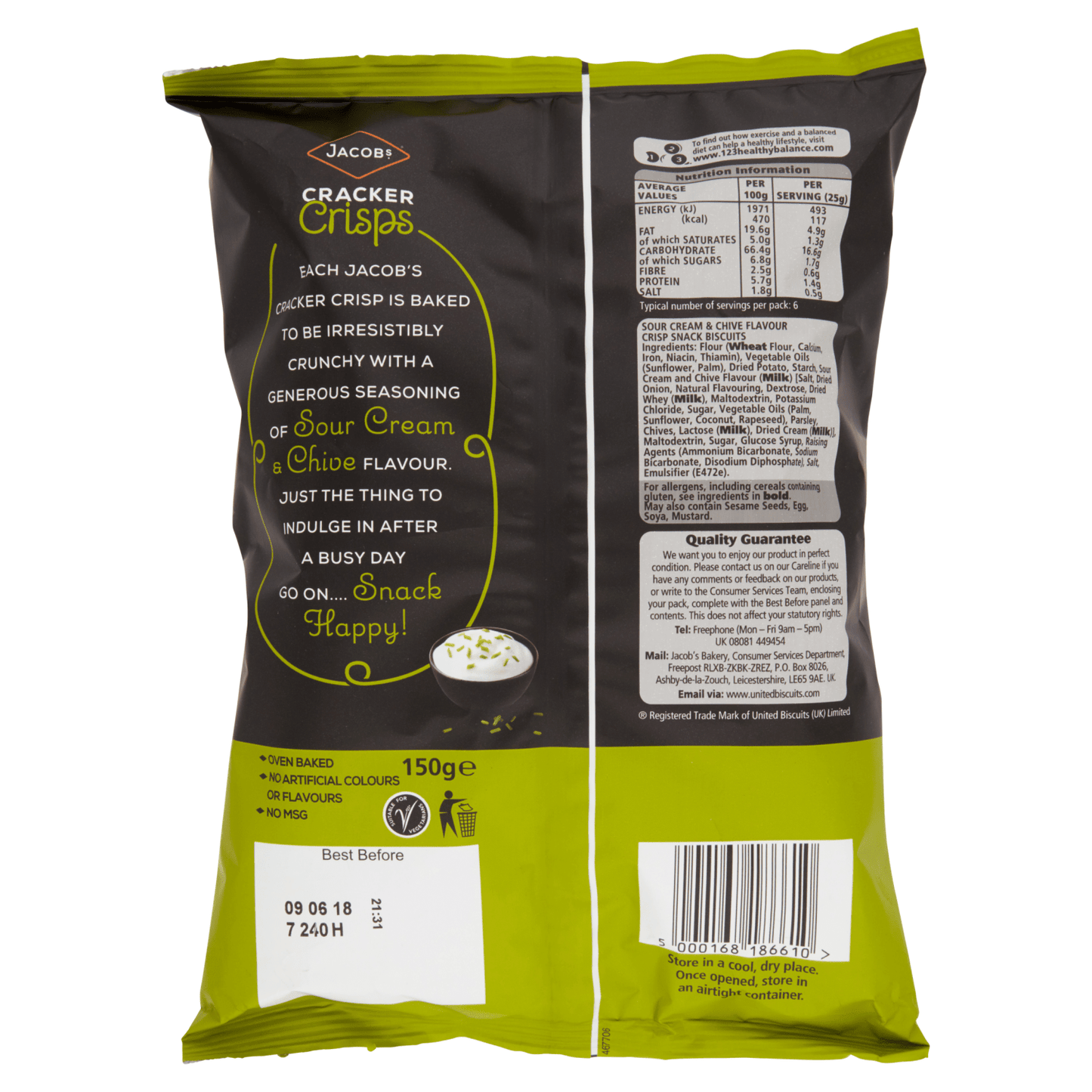 Jacobs Cracker Crisps Sour Cream & Chive 150g - UK Food & Drink - 5000168186610