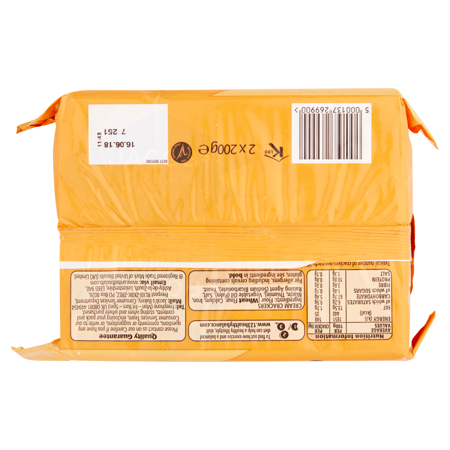 Jacob's Cream Crackers Original 2 x 200g - UK Food & Drink - 5000137269900
