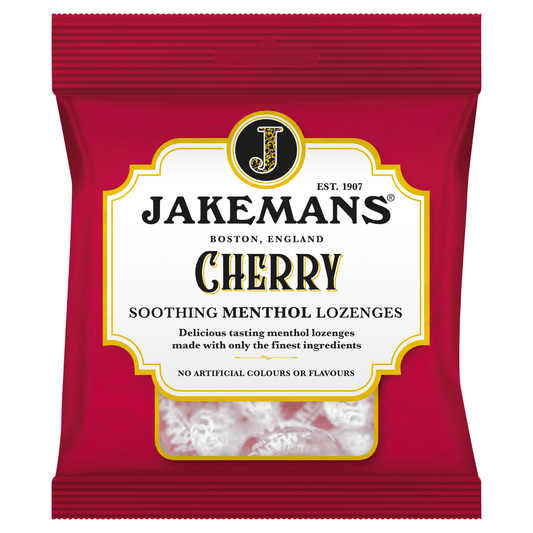 Jakemans Cherry Soothing Menthol Lozenges 73g - UK Food & Drink - 5030104005149