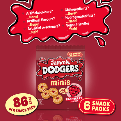 Jammie Dodgers Minis Raspberry Flavour 120g (6 x 20g) - UK Food & Drink - 72417171338