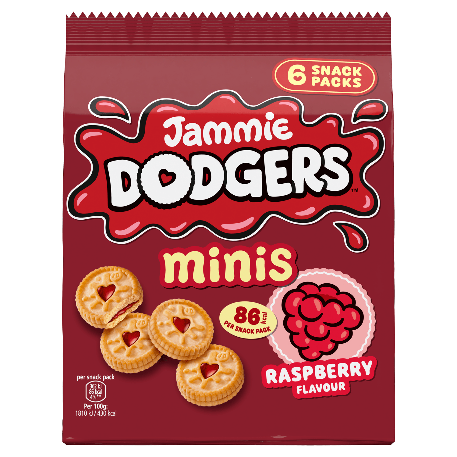Jammie Dodgers Minis Raspberry Flavour 120g (6 x 20g) - UK Food & Drink - 72417171338