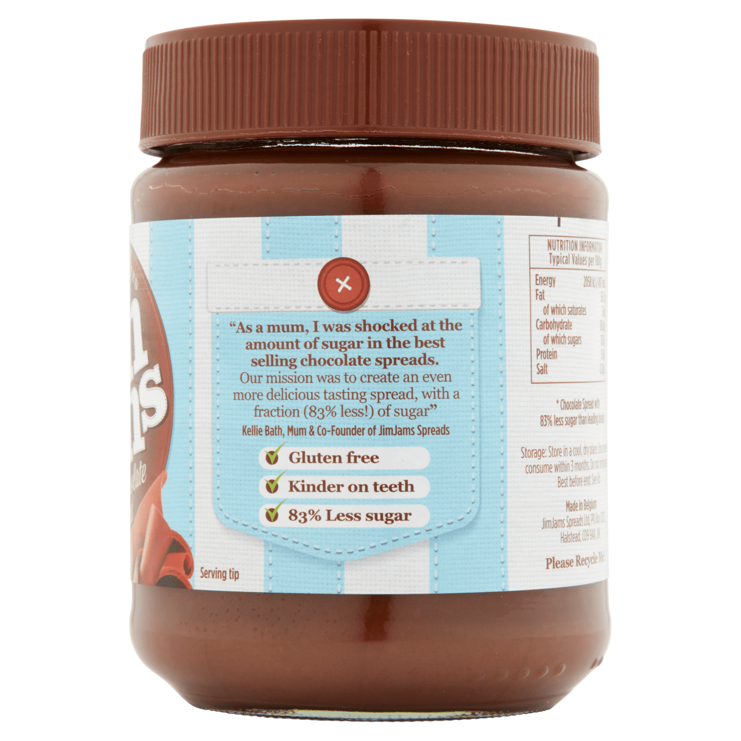 JimJams No Added Sugar Milk Chocolate Spread 350g - UK Food & Drink - 5060376790054