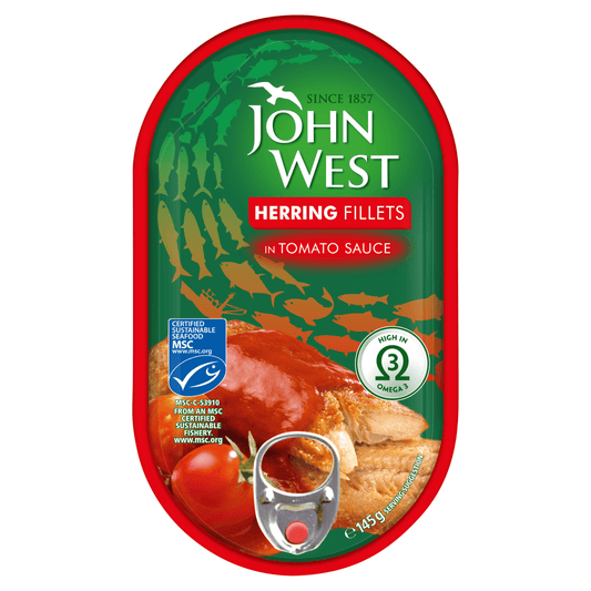 John West Herring Fillets in Tomato Sauce 145g - UK Food & Drink - 5000171060297
