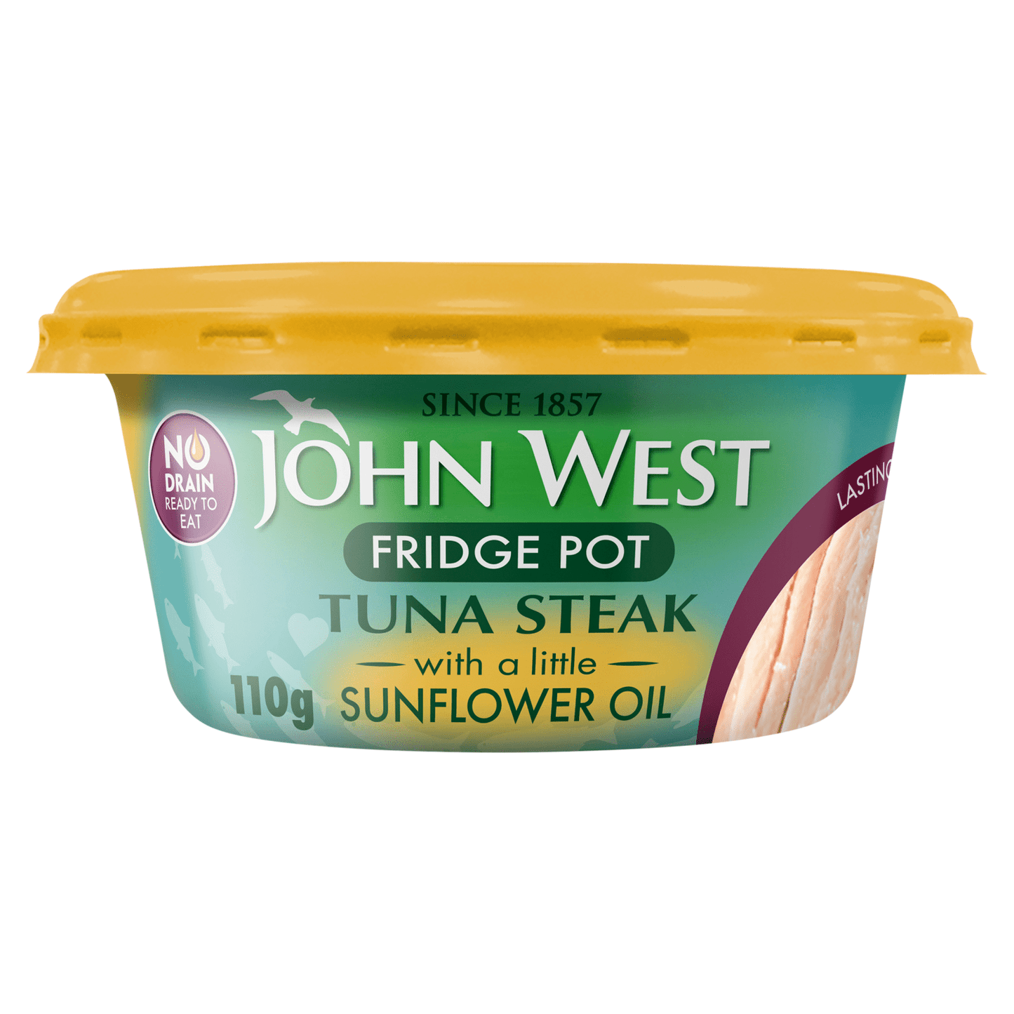 John West No Drain Fridge Pot Tuna Steak with a Little Sunflower Oil 110g - UK Food & Drink - 50171248