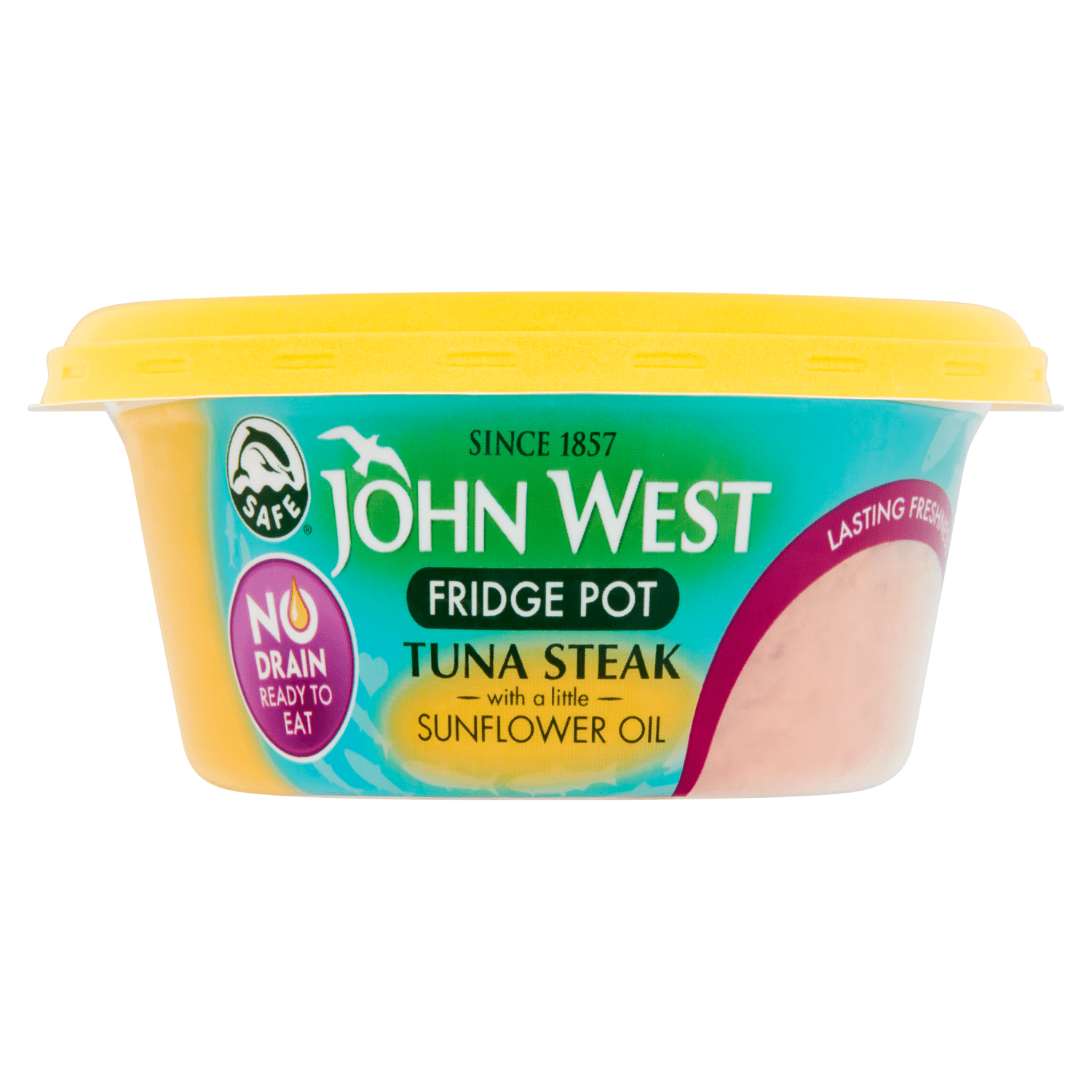 John West No Drain Fridge Pot Tuna Steak with a Little Sunflower Oil 110g - UK Food & Drink - 50171248