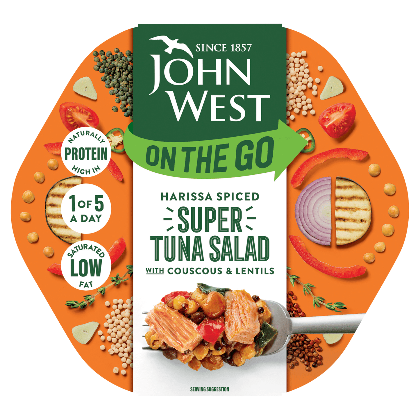 John West On the Go Harissa Spiced Super Tuna Salad 220g - UK Food & Drink - 5000171060051