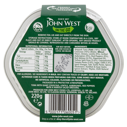 John West On the Go Harissa Spiced Super Tuna Salad 220g - UK Food & Drink - 5000171060051