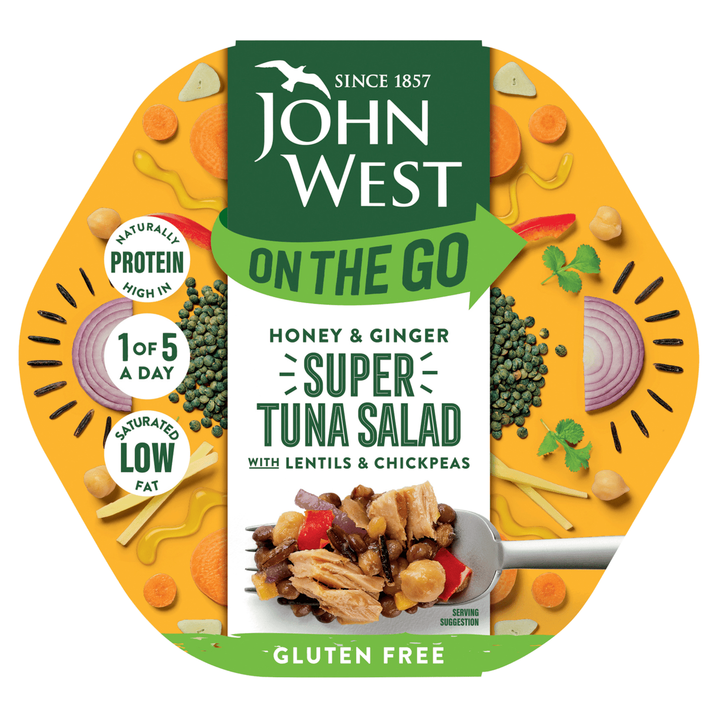 John West On the Go Honey & Ginger Super Tuna Salad 220g - UK Food & Drink - 5000171060075