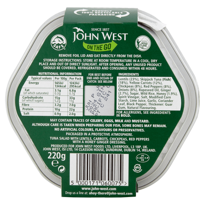 John West On the Go Honey & Ginger Super Tuna Salad 220g - UK Food & Drink - 5000171060075