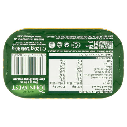 John West Sardines in Sunflower Oil 120g - UK Food & Drink - 5000171030696